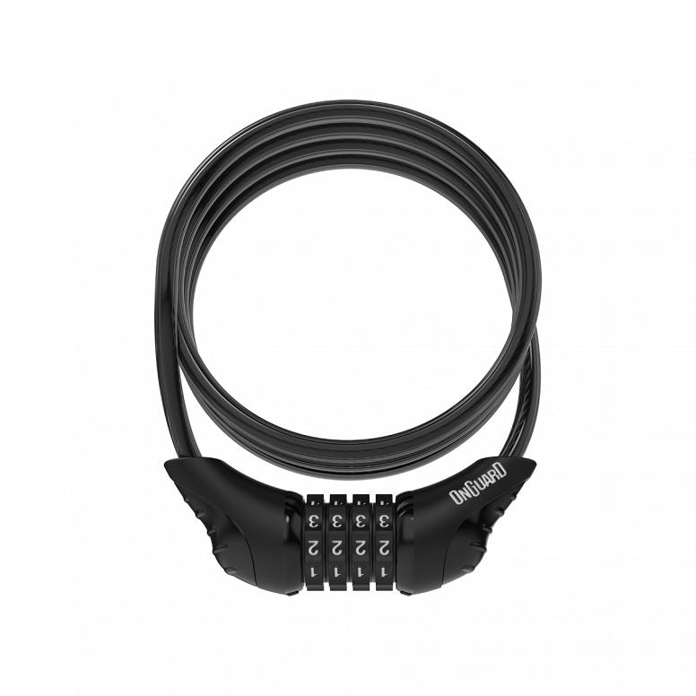 OnGuard Neon Combo Coil Cable Locks - Black - 12mm