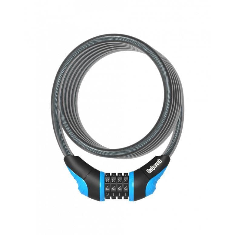 OnGuard Neon Combo Coil Cable Locks - Blue - 12mm