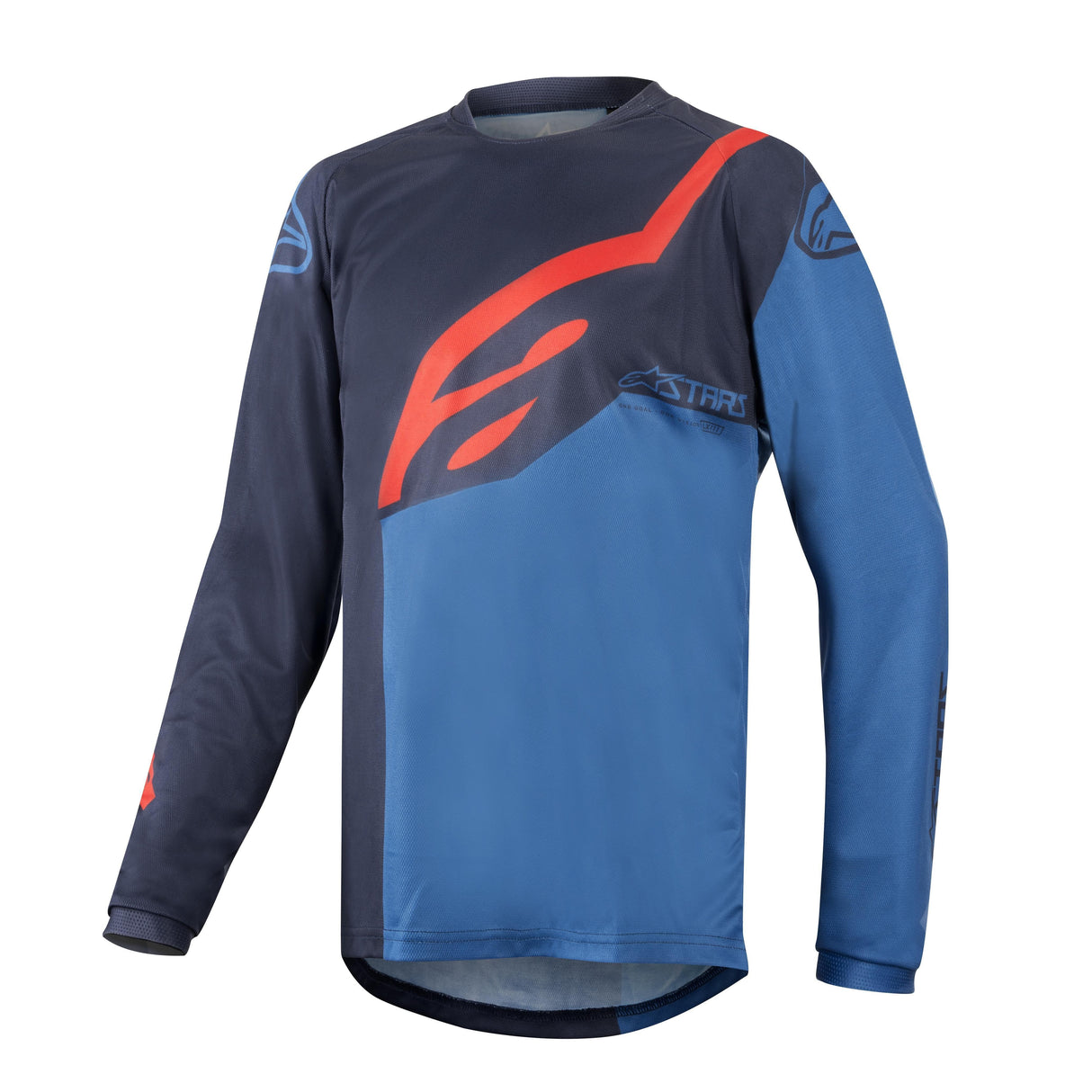 Alpinestars Youth Racer Factory Long Sleeve Jersey 2020: Dark Navy Mid Blue Red M