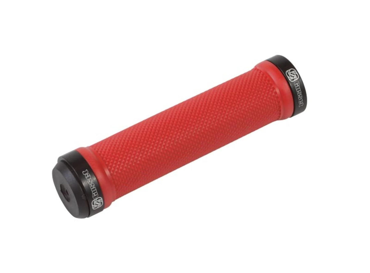 Gusset Tight Bicycle Lock On Grips Red with Black Clamps