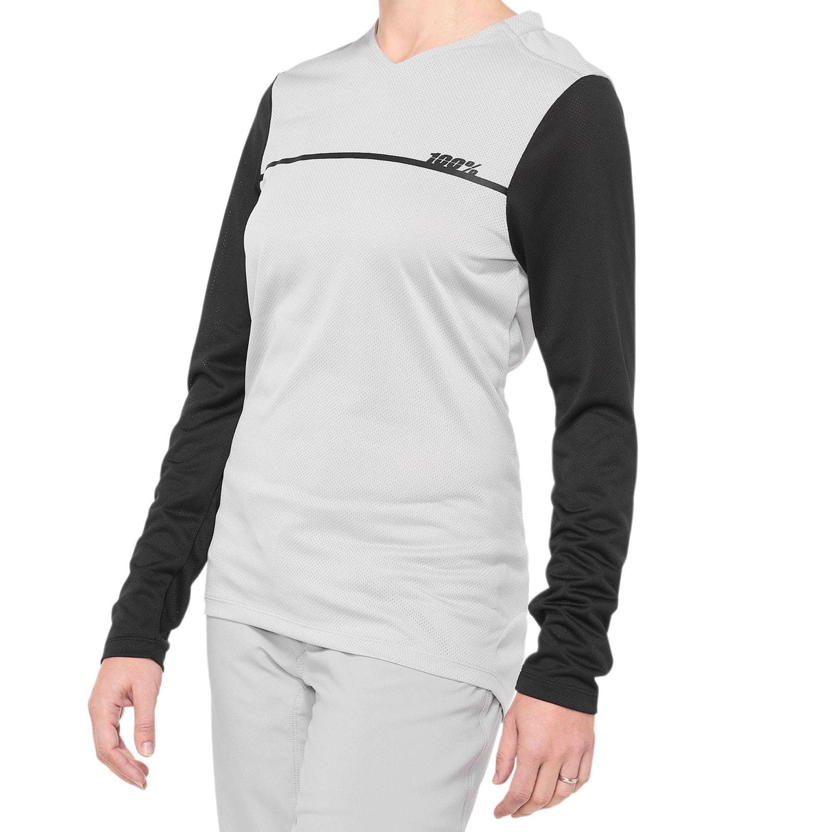 100% Ridecamp Women's Long Sleeve Jersey Grey / Black XL