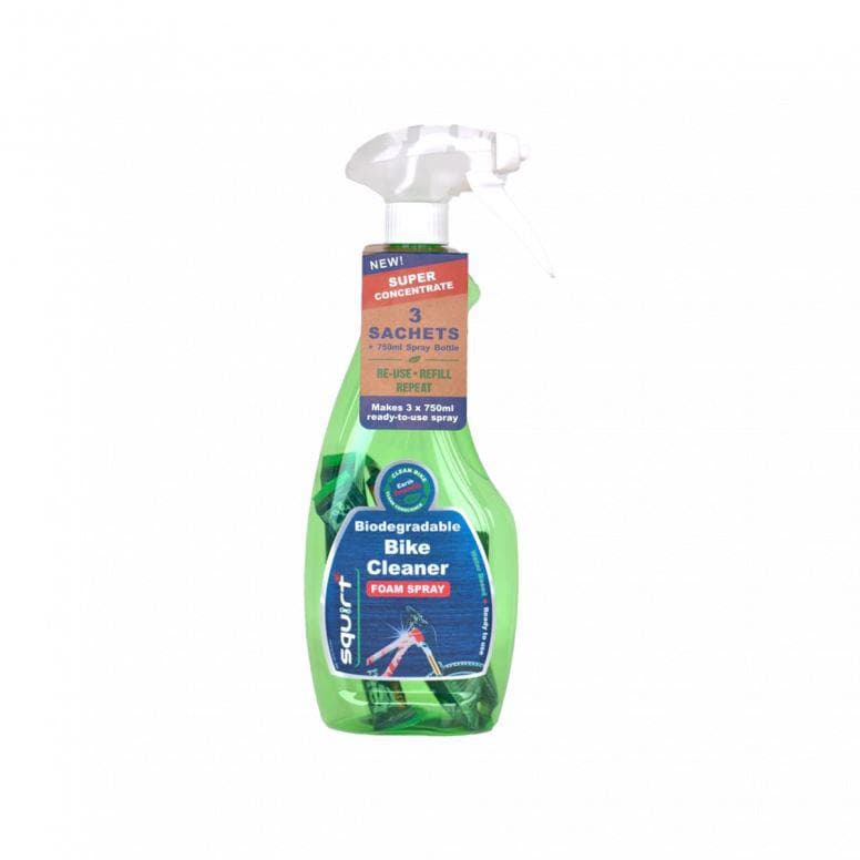 Squirt Bike Cleaner 750ml Spray with 3x Sachet - Green