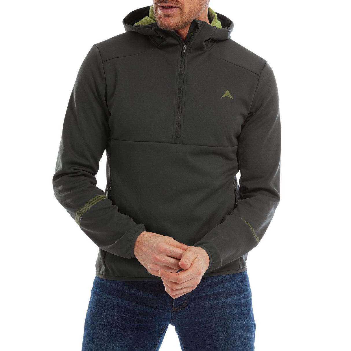 Altura Grid Men'S Half Zip Softshell Hoodie 2022: Carbon/Olive L