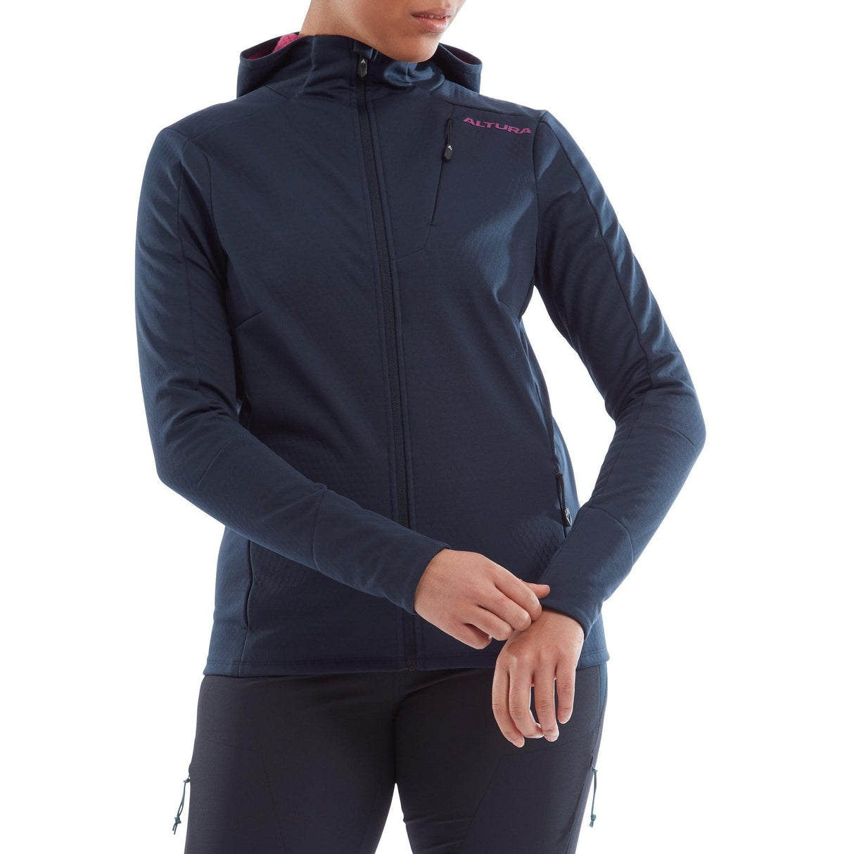 Altura Cave Women'S Softshell Cycling Hoodie 2022: Navy/Pink 10