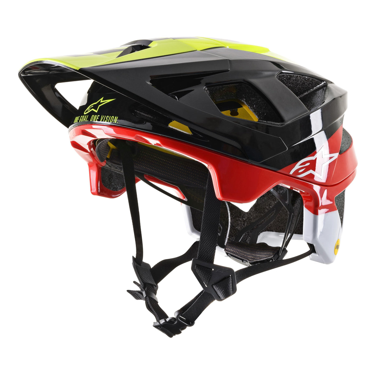 Alpinestars Vector Tech Pilot Mips Helmet 2019: Black/Yellow/Fluo Red Gloss S