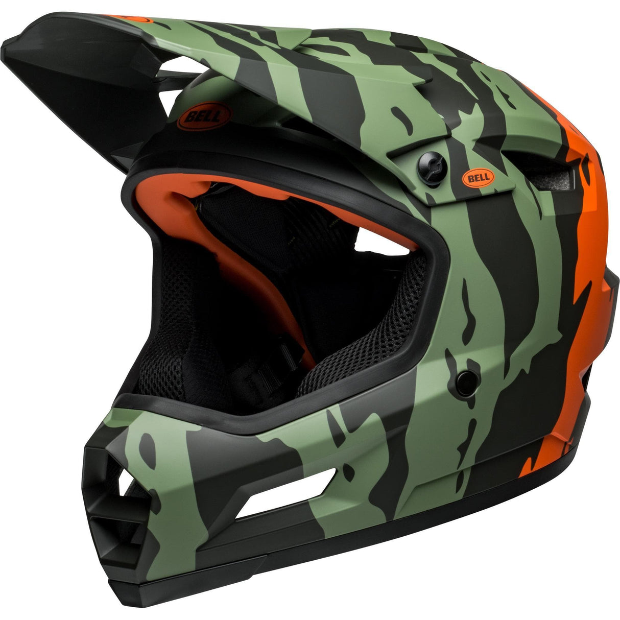 Bell Sanction 2 Dlx Mips Mtb Full Face Helmet 2023: Ravine Matte Dark Green/Orange Xs/S 51-55Cm