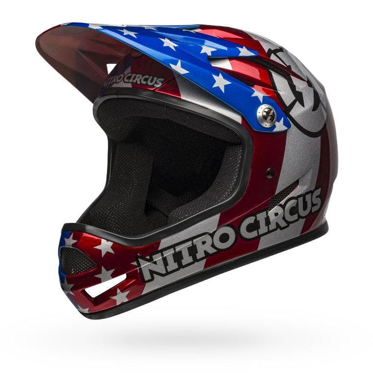 Bell Sanction Mtb Full Face Helmet 2019: Nitro Circus Gloss Silver/Blue/Red M 55-57Cm