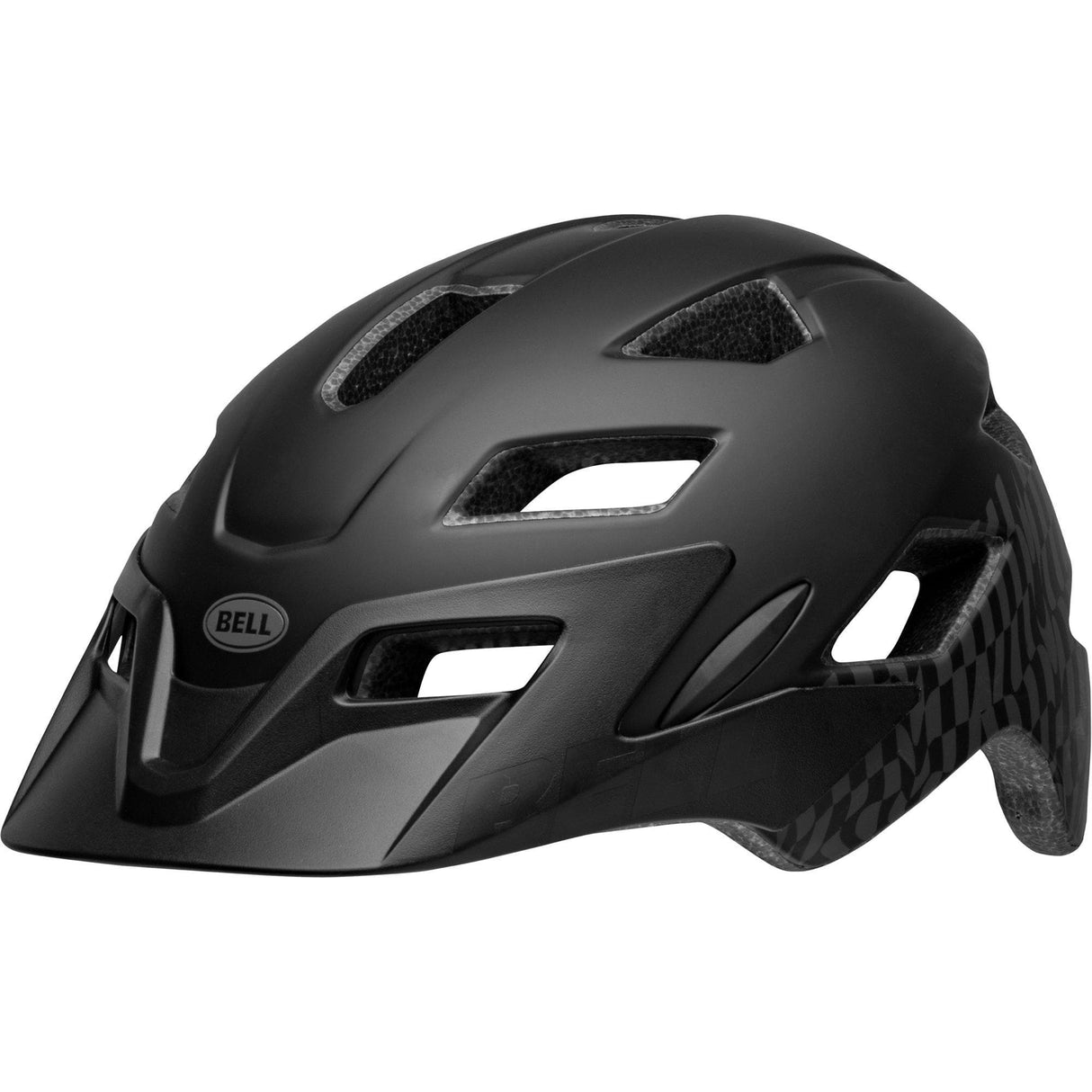 Bell Sidetrack Child Helmet 2024: Wavy Checks Matte Black Unisize 47-54Cm