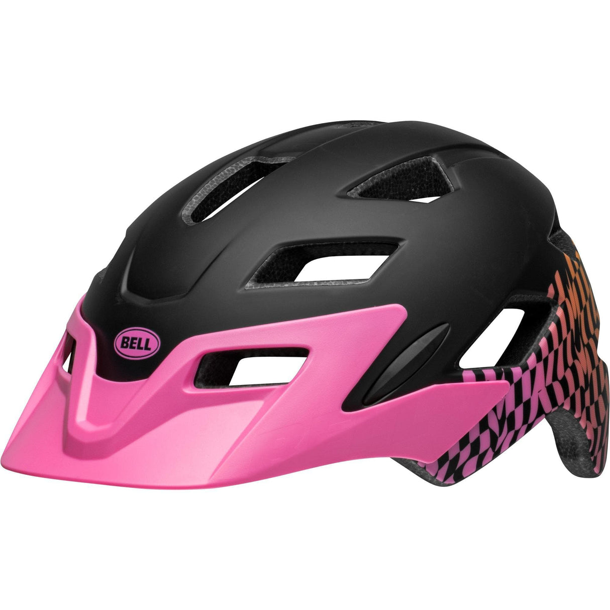 Bell Sidetrack Child Helmet 2024: Wavy Checks Matte Pink Unisize 47-54Cm