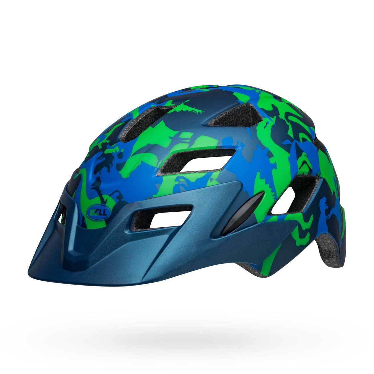 Bell Sidetrack Youth Helmet 2022: Camosaurus Matte Blue Unisize 50-57Cm