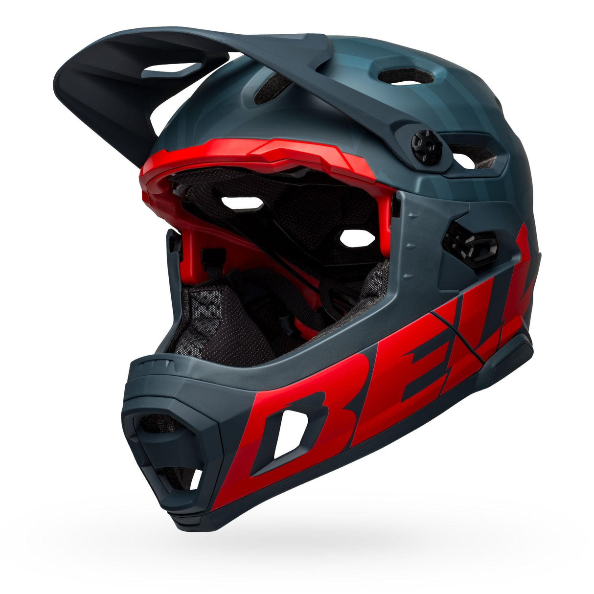 Bell Super Dh Spherical Mtb Helmet 2021: Prime Matte Blue/Crimson M 55-59Cm