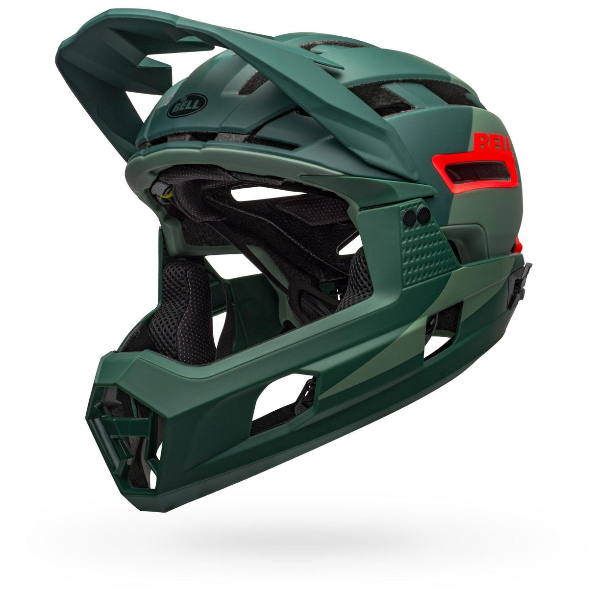 Bell Super Air R Spherical Mtb Full Face Helmet 2020: Matte/Gloss Green/Infrared L 58-62Cm