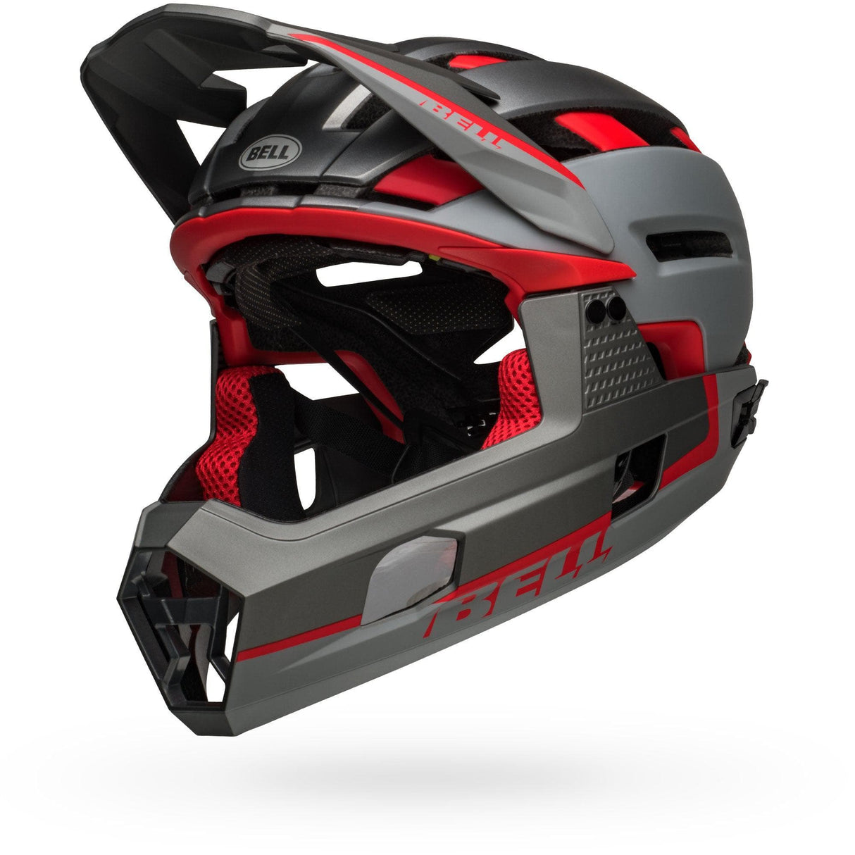 Bell Super Air R Spherical Mtb Full Face Helmet 2022: Matte Grey/Red M 55-59Cm