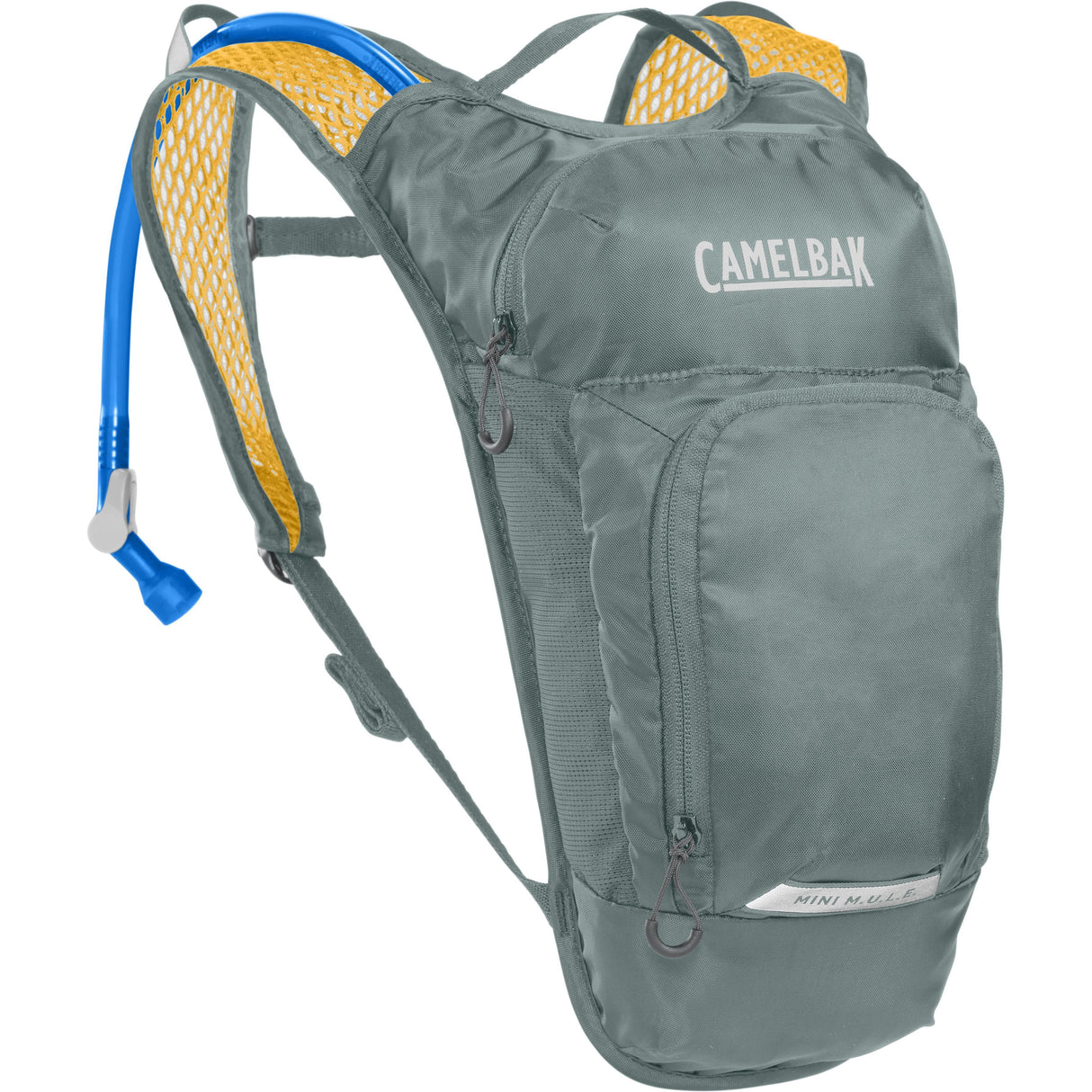 Camelbak Kids' Mini M.U.L.E. Hydration Pack 3L With 1.5L Reservoir 2024: Stormy Sea/Mango 3L