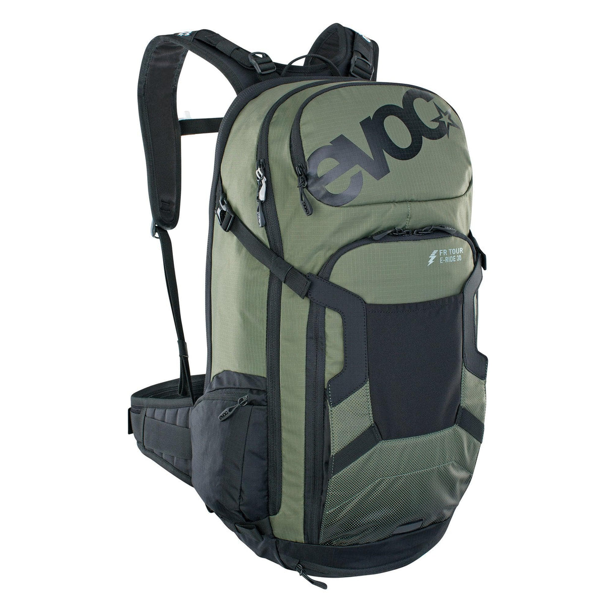 Evoc Fr Tour E-Ride Protector Backpack 2022: Dark Olive/Black M/L