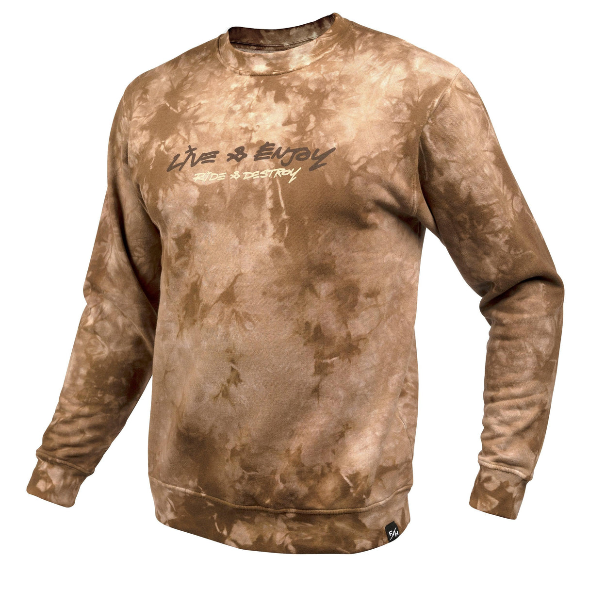 Fasthouse Emil Johansson Live And Enjoy Crew Neck Pullover 2023: Tie Dye Brown/White 2Xl