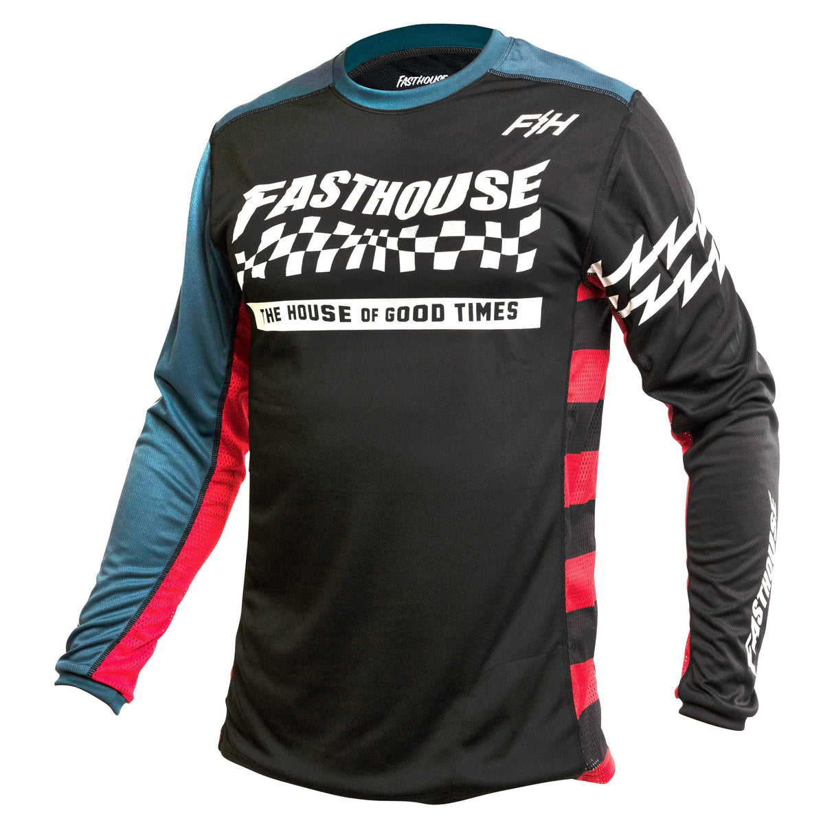 Fasthouse Classic Velocity Long Sleeve Jersey 2022: Black/Indigo S