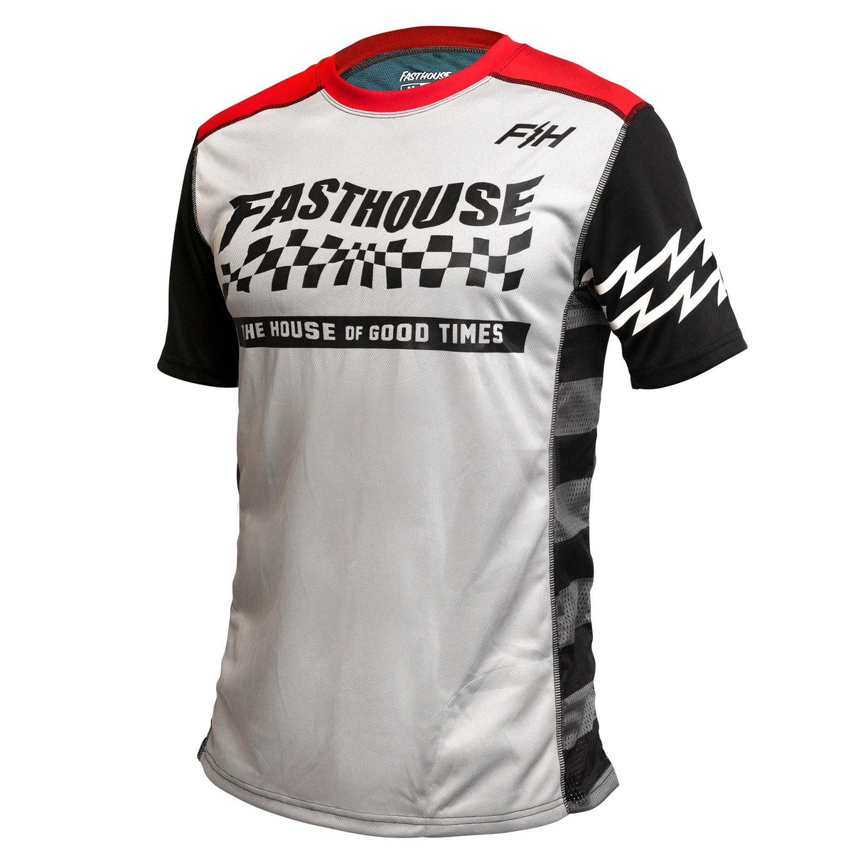 Fasthouse Youth Classic Velocity Short Sleeve Jersey 2022: Silver/Indigo Ym