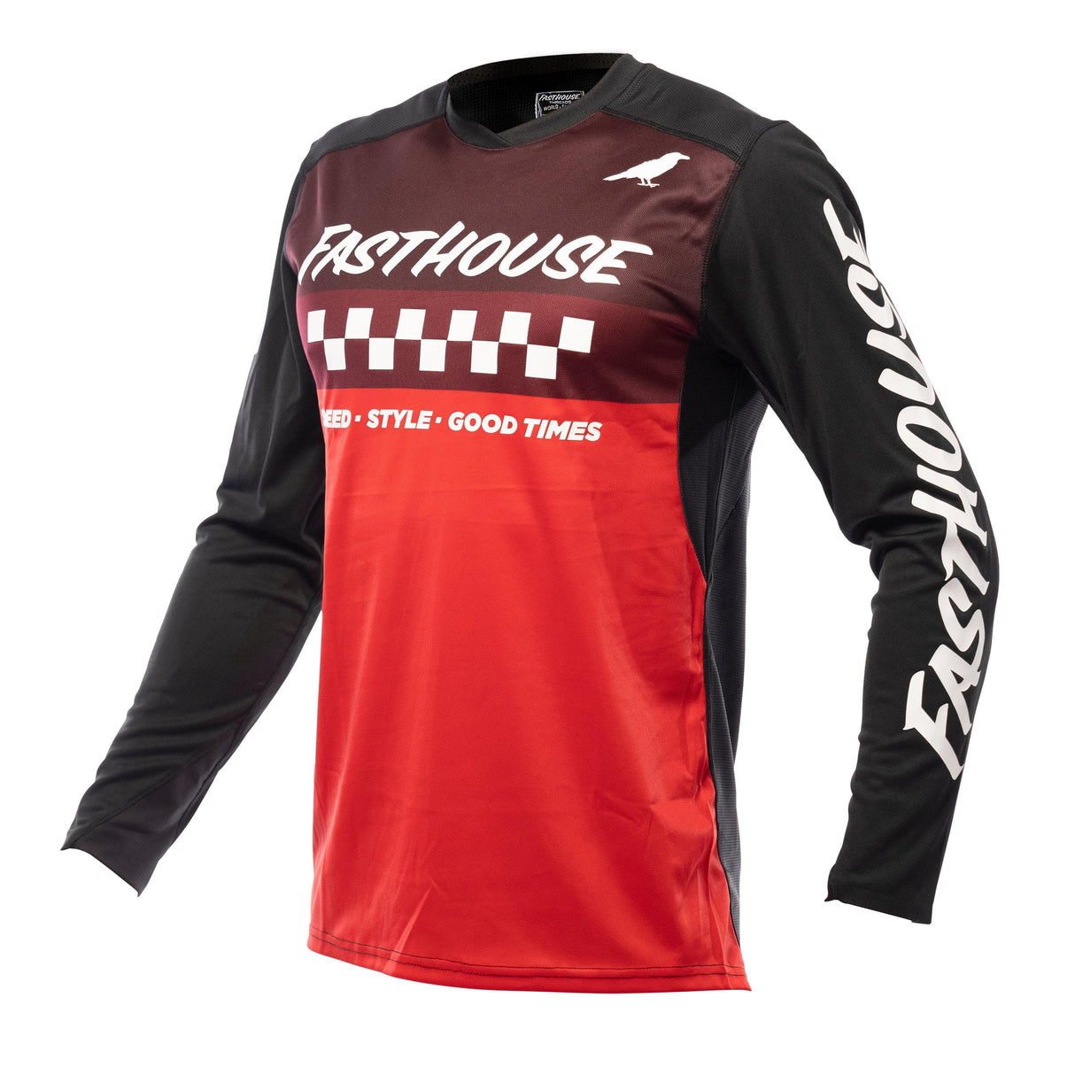 Fasthouse Elrod Long Sleeve Jersey 2021: Black/Red 3Xl