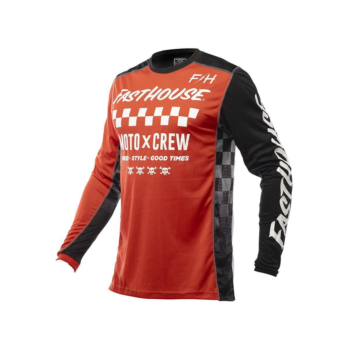 Fasthouse Youth Grindhouse Alpha Long Sleeve Jersey 2021: Red/Black Ym