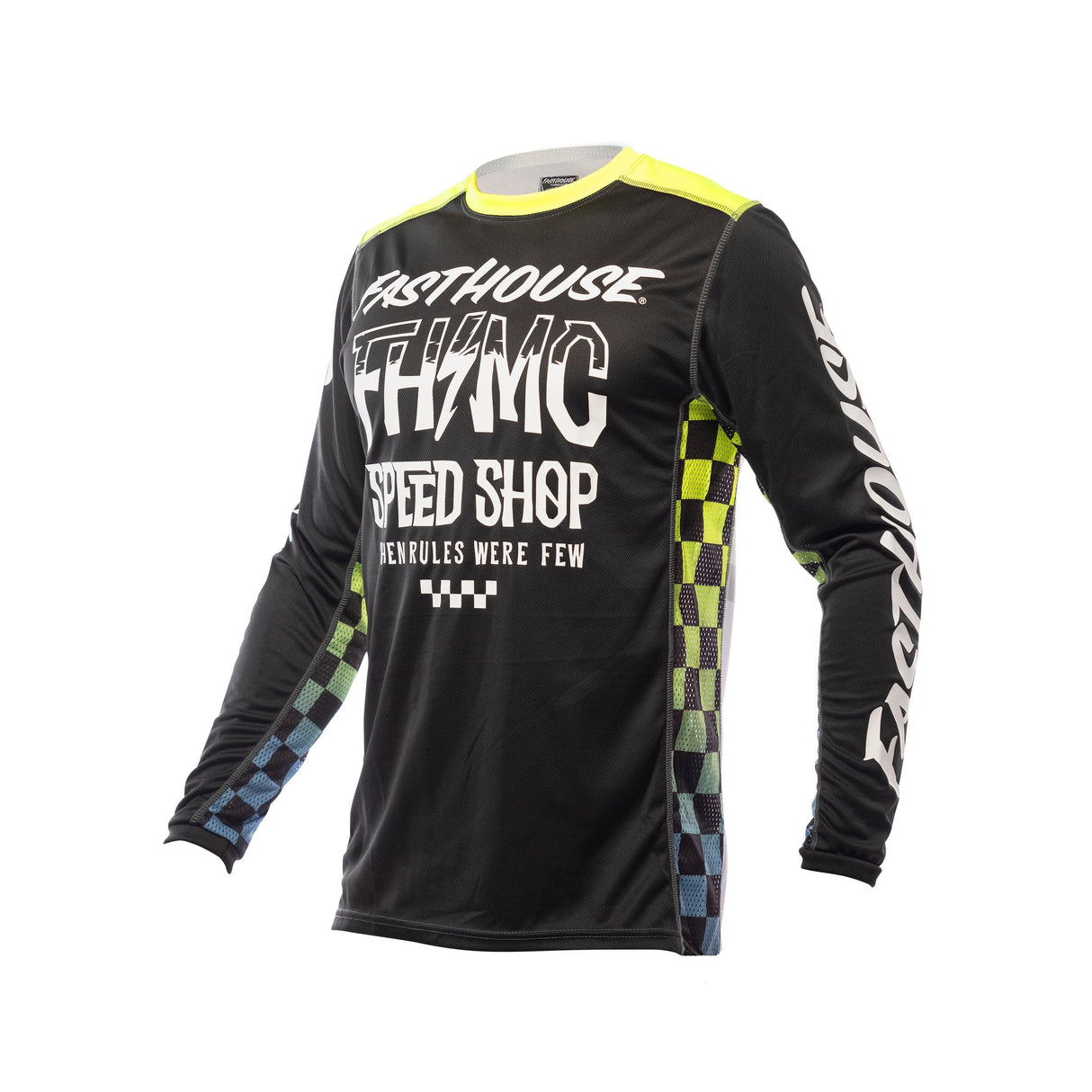 Fasthouse Youth Grindhouse Brute Long Sleeve Jersey 2021: Black/Highviz Ym