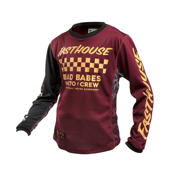 Fasthouse Girl'S Grindhouse Golden Crew Long Sleeve Jersey 2021: Maroon Ys