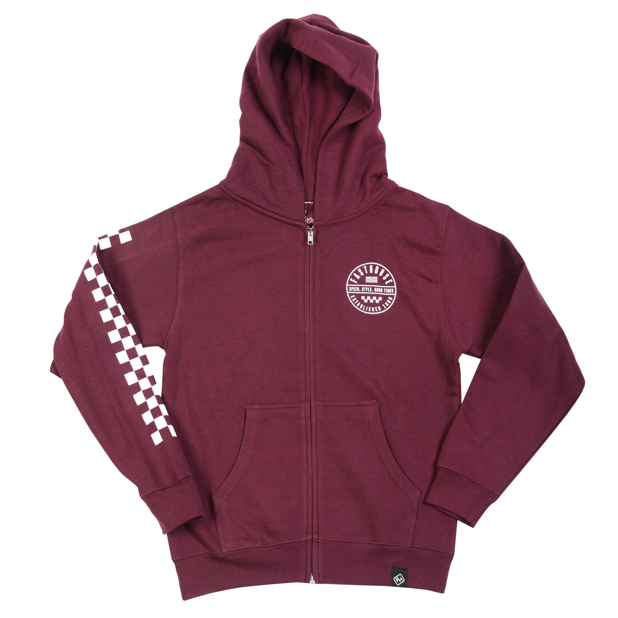 Fasthouse Youth Statement Zip Up Hoodie: Maroon Ym