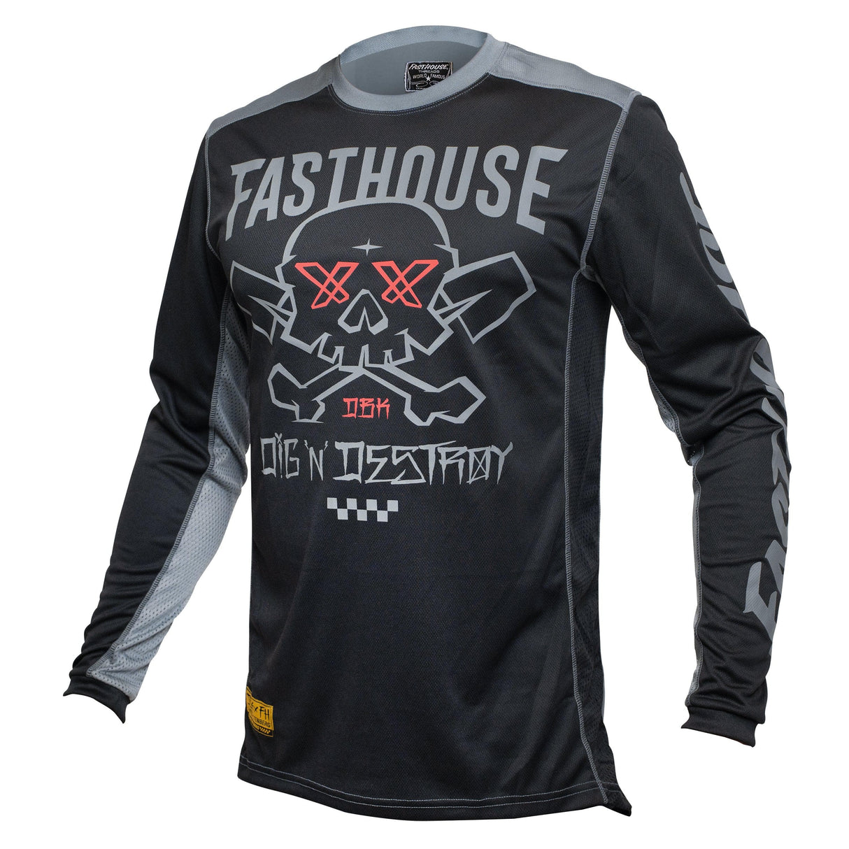 Fasthouse Twitch Long Sleeve Jersey: Black/Charcoal 2Xl