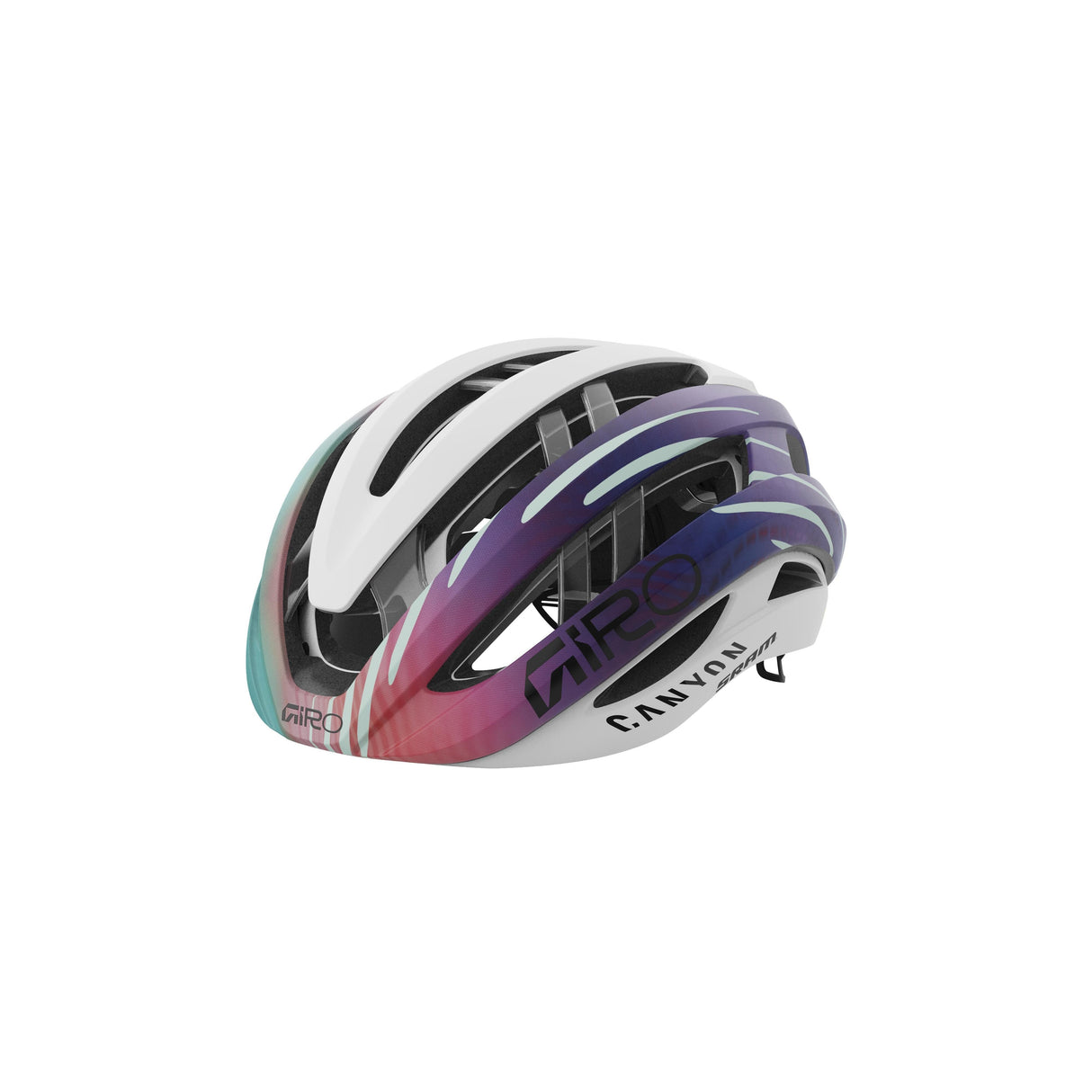 Giro Aries Spherical Road Helmet 2024: White Blue Canyon/Sram L