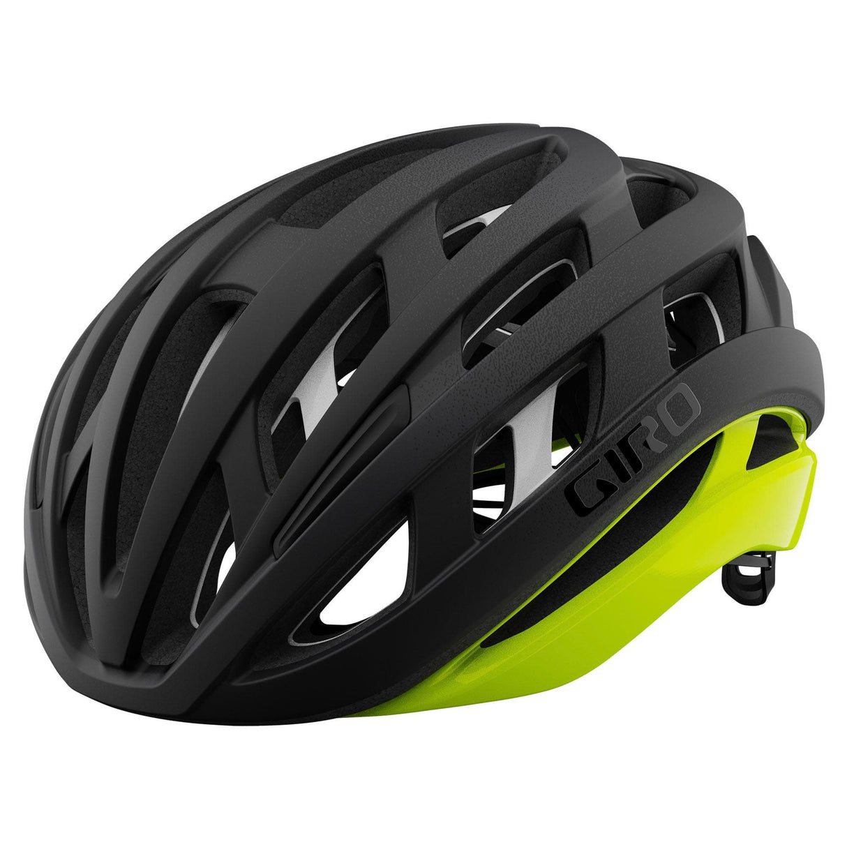 Giro Helios Spherical Road Helmet 2021: Matte Black/Highlight Yellow S 51-55Cm