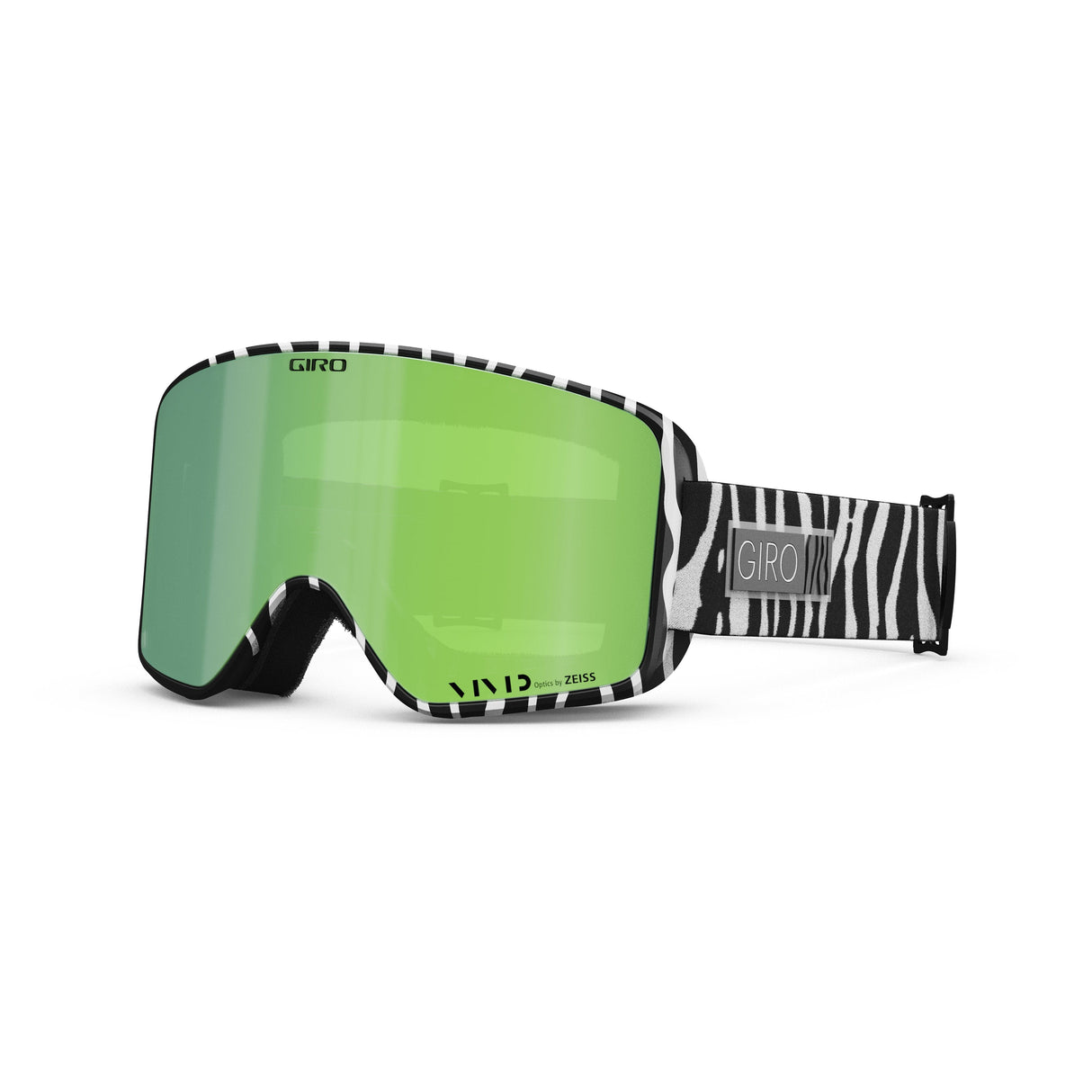 Giro Method Snow Goggle 2024: Black & White Animal - Viv Emerald/Viv I