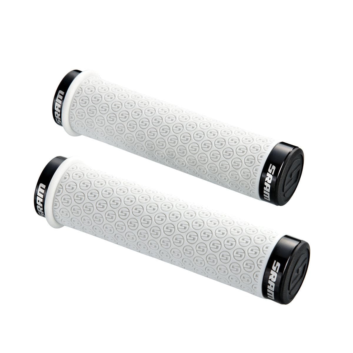 Sram Dh Silicone Locking Grips White With Double Clamps & End Plugs: