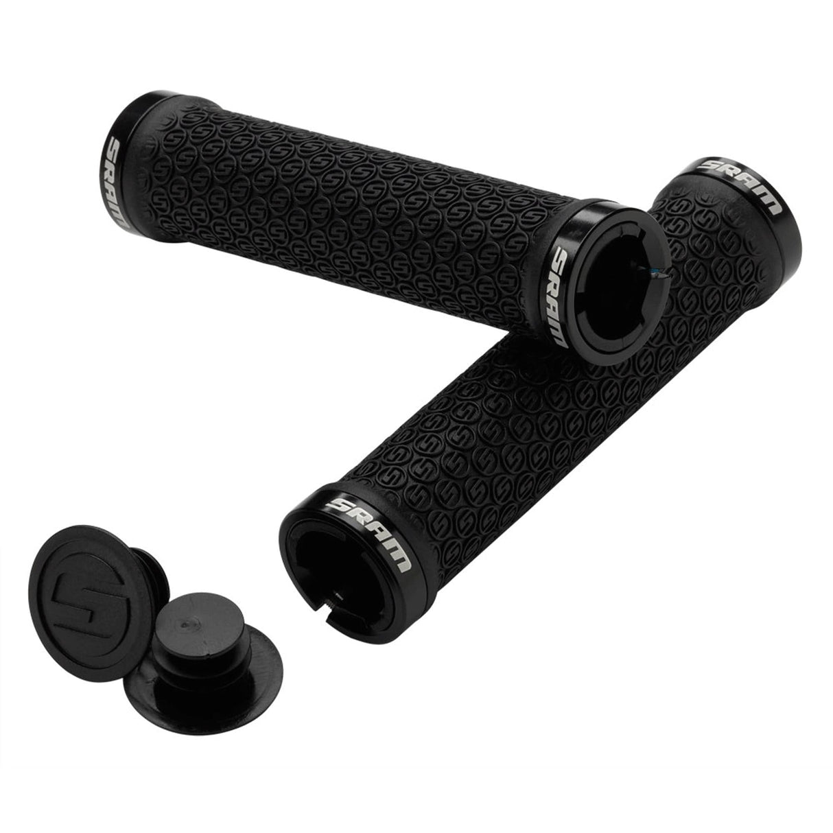 Sram Locking Grips W/ 2 Clamps & End Plugs Black: