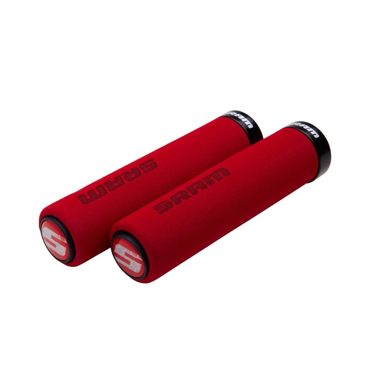 Sram Locking Grips Foam 129Mm Red With Single Black Clamp And End Plugs: