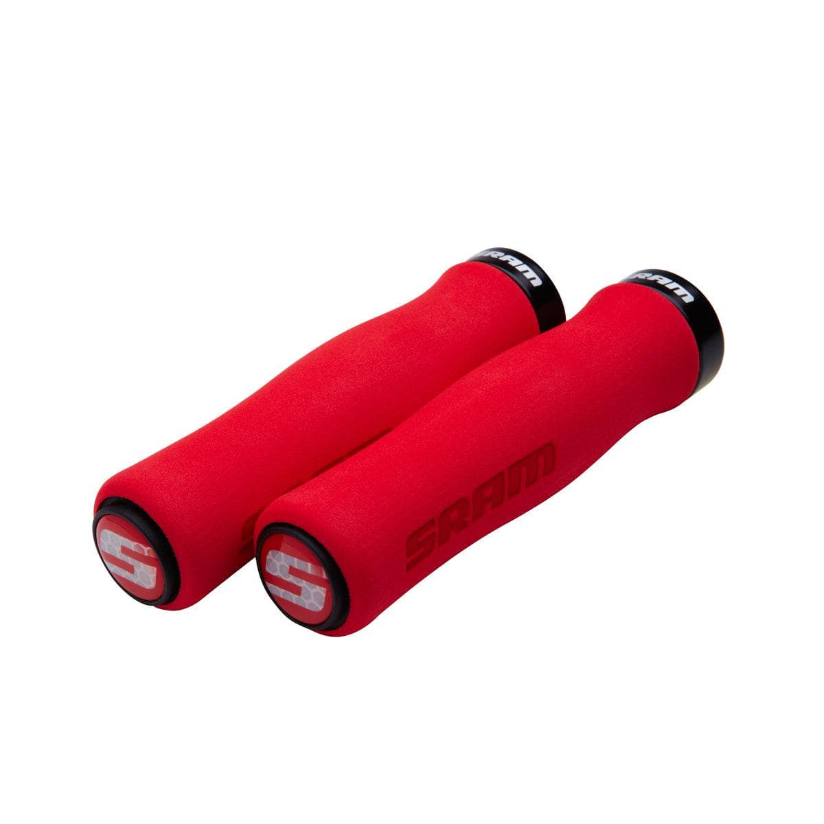 Sram Locking Grips Contour Foam 129Mm Red With Single Black Clamp And End Plugs: