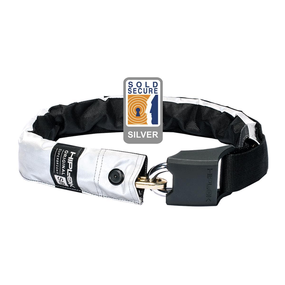 Hiplok Original V1.5 Wearable Chain Lock 8Mm X 90Cm - Waist 24-44 Inches (Silver Sold Secure) High Visibility: Super Bright 8Mm X 90Cm