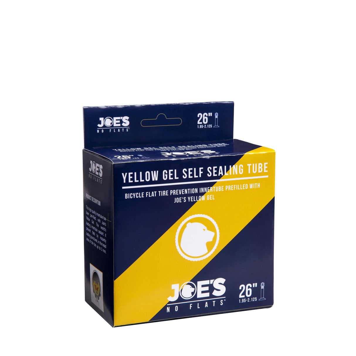 Joe'S No Flats Commuter Yellow Gel Self Sealing Tube (26 X 1.90 - 2.35 Schrader Valve):  26 X 1.9-2.35"