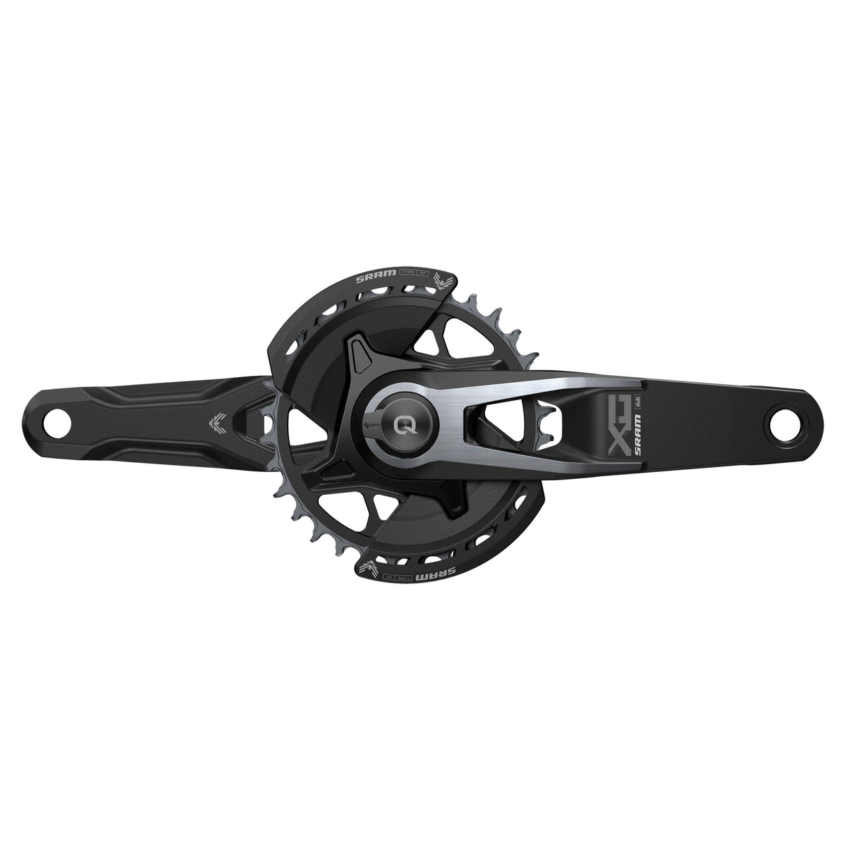 Sram Crankset Powermeter X0 Eagle Spindle Q174 55Mm Chainline Dub Mtb Wide Black 2-Guards 32T T-Type (Bb Not Included) 2023: Black 175Mm