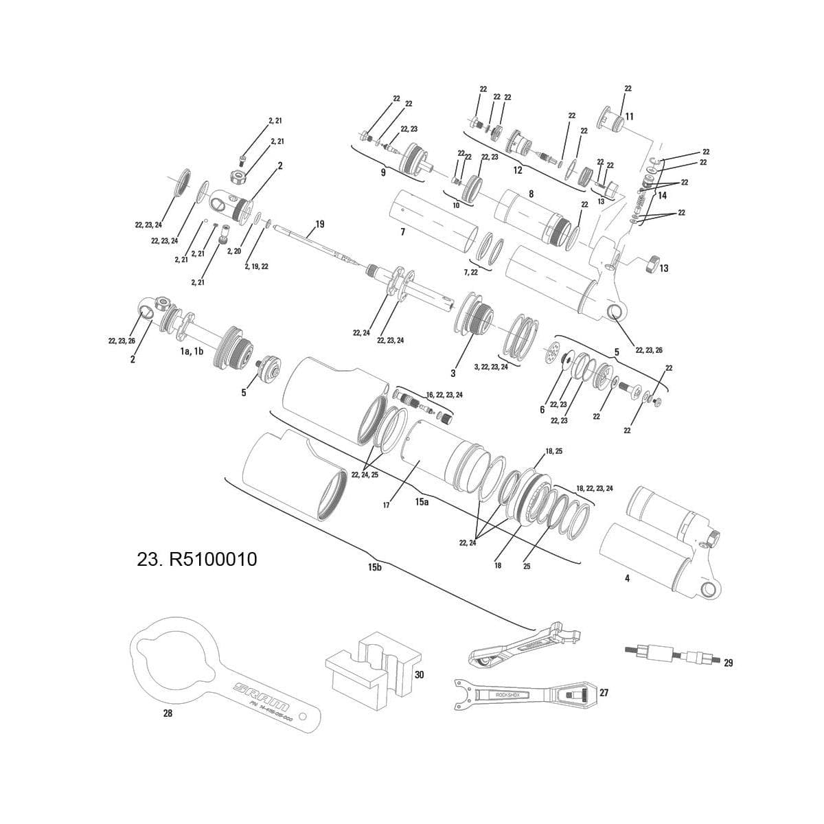 Rockshox Spare - Rear Shock Service Kit Basic - 2011 Vivid Air: