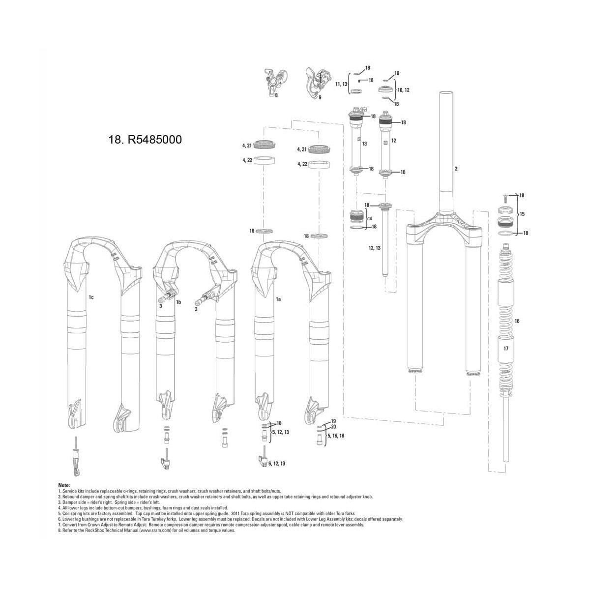 Rockshox Spare - Front Suspension Service Kit - Tora Tk/Xc32/Recon Silver B1: