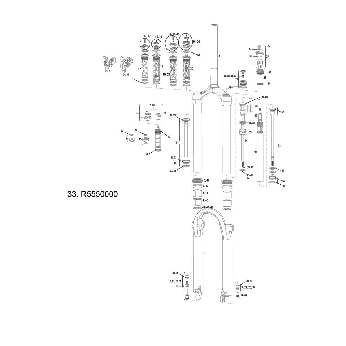 Rockshox Spare - Front Suspension Service Kit (Full), Dual Air/Motion Controldna - 2012 Revelation: