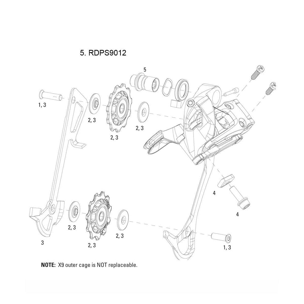 Sram Spare - Rear Derailleur B-Bolt Kit 2010 X9 X7: