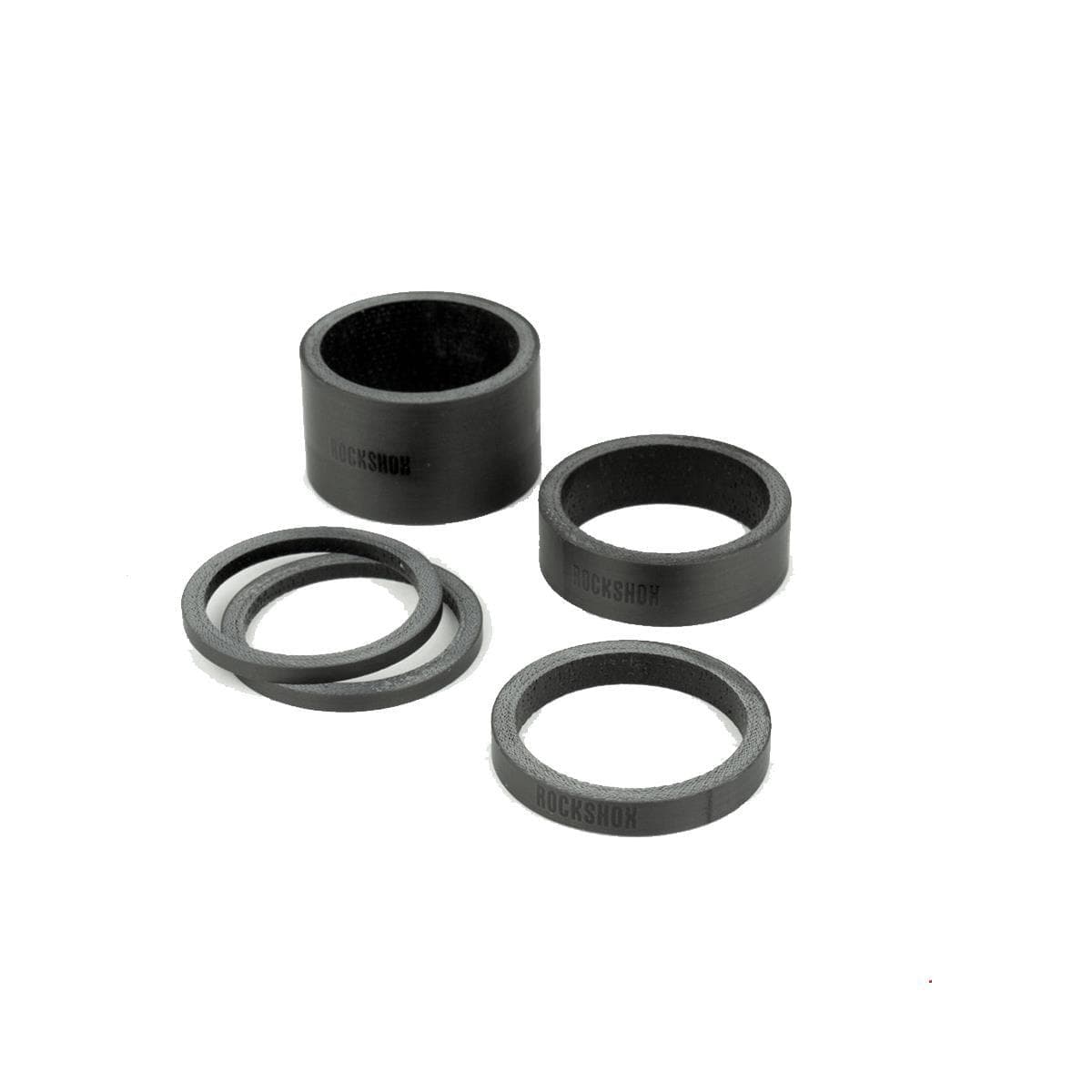 Rockshox Headset Spacer Set, Ud Carbon (2.5Mm X 2, 5Mm X 1, 10Mm X 1, 20Mm X 1): Gloss Black Logo 1.1/8 (28.8Mm)