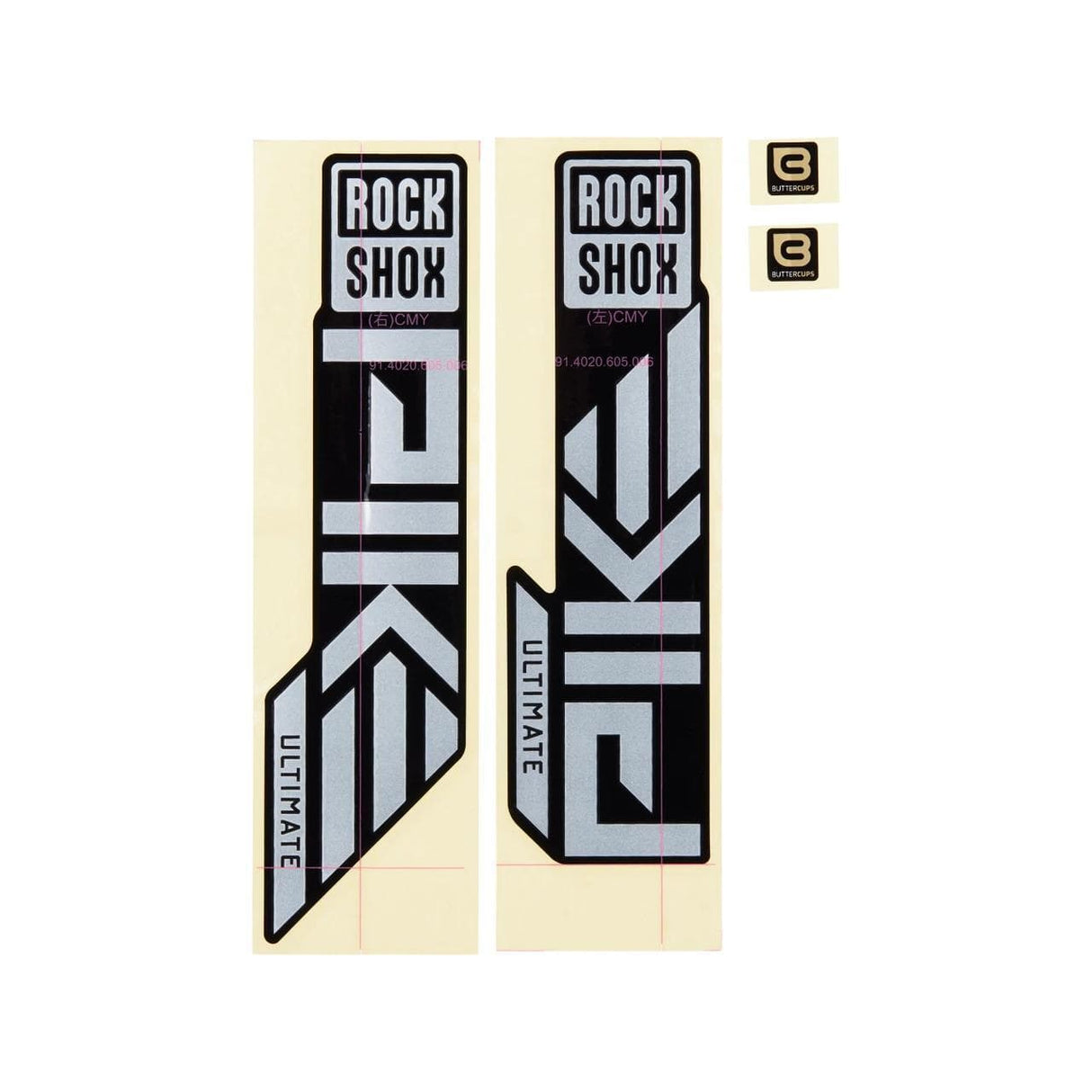 Rockshox Spare - Fork Decal Kit - Pike Ultimate 27/29 (2023+): Matte Silver Foil For High Gloss Black