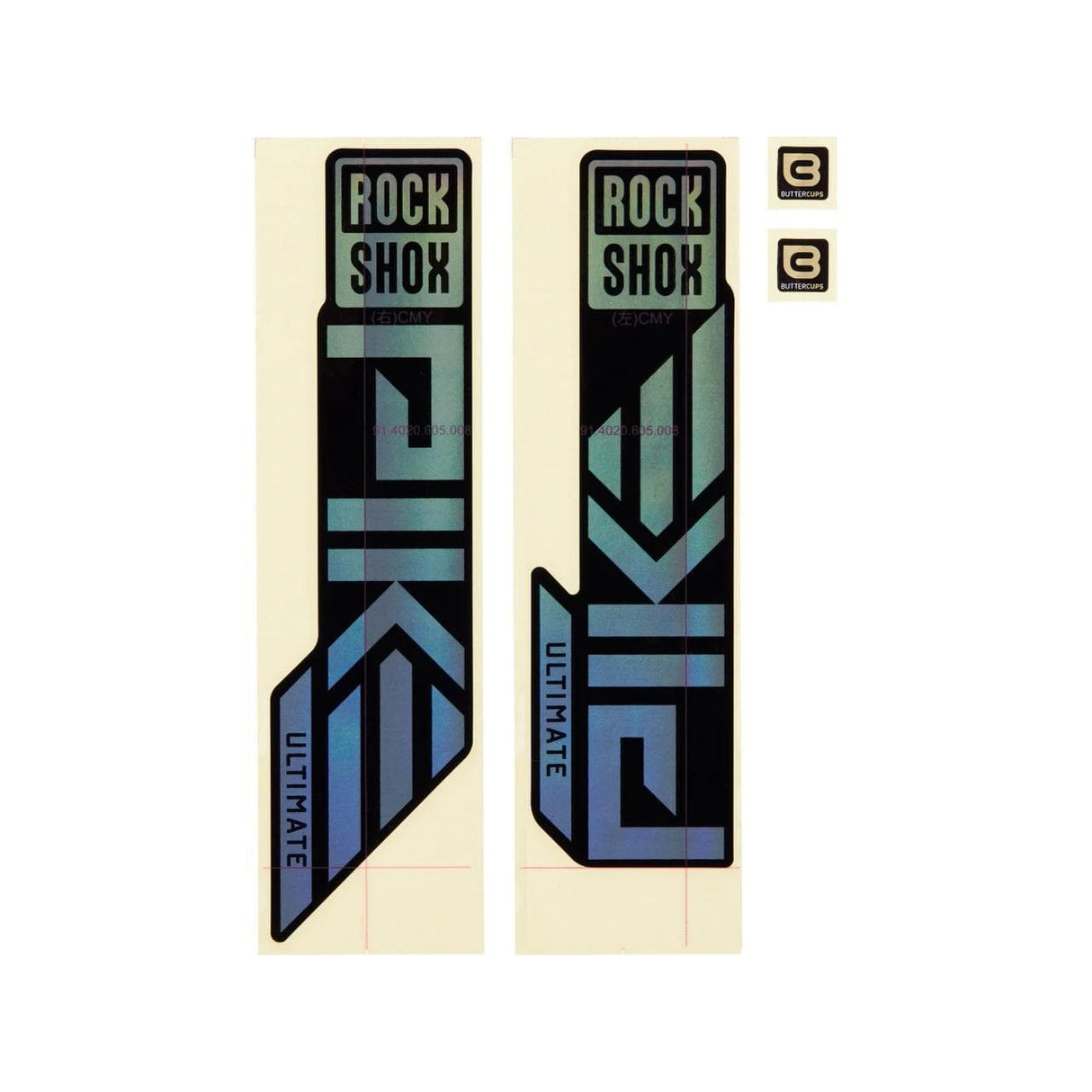 Rockshox Spare - Fork Decal Kit - Pike Ultimate 27/29 (2023+): Gloss Rainbow Foil For High Gloss Black