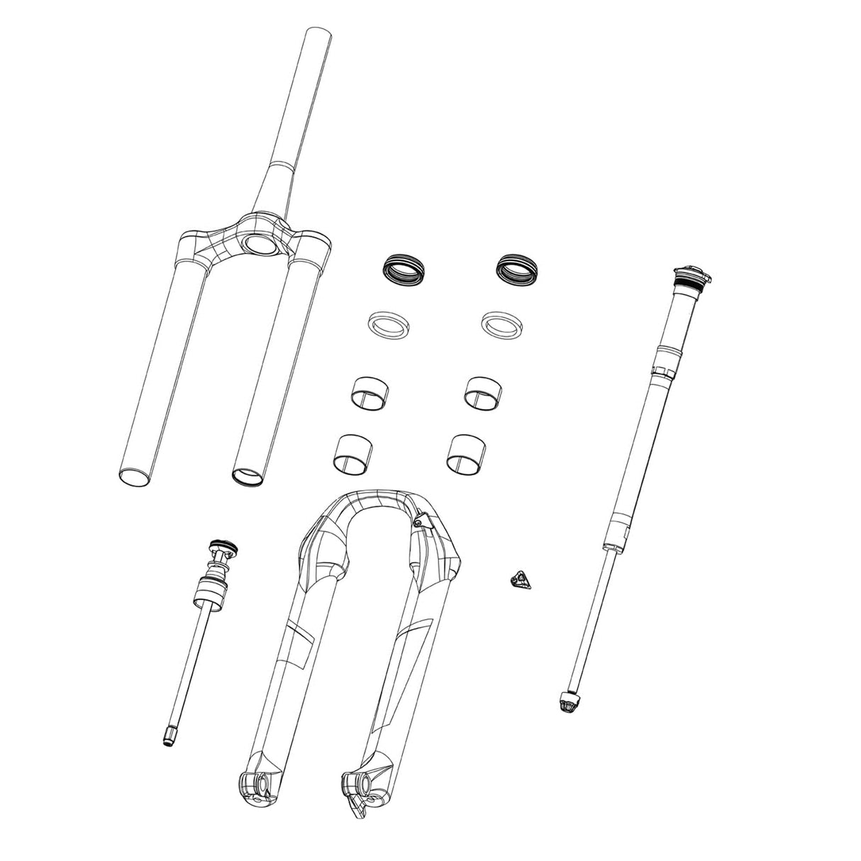 Rockshox Fork Spring Debonair+ Shaft - (Includes Air Shaft, Bottom Stud, And Bumpers) 27/29 (Buttercup And Non-Buttercup Compatible) - Zeb A1+:  160Mm