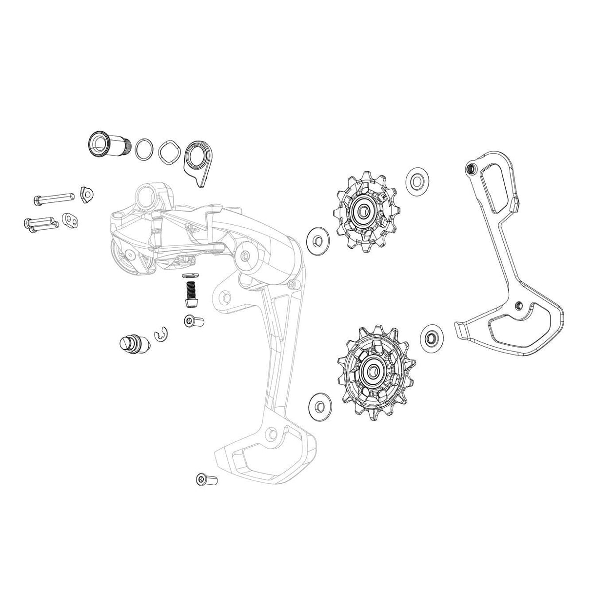 Sram Rear Derailleur Cage Assembly Kit T-Type Eagle Axs (Full Replacement Cage Assembly Including Outer And Inner Cages, Damper And Pulleys) 2023:  Xx