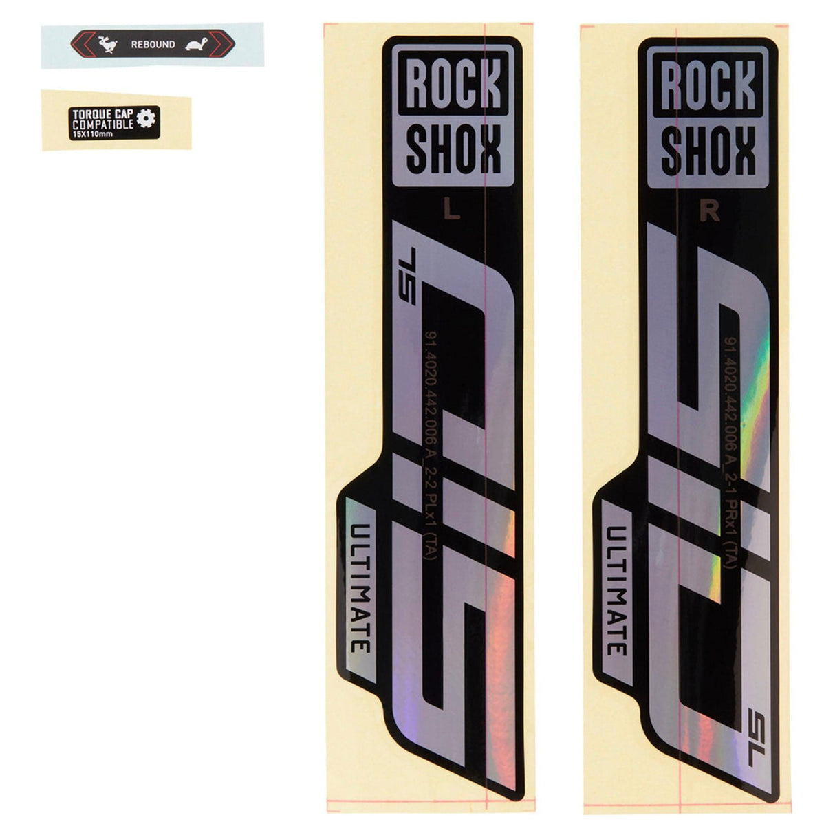 Rockshox Fork Decal Kit - Sid Sl Ultimate 27/29 (2021): Gloss Rainbow Foil/High Gloss Black