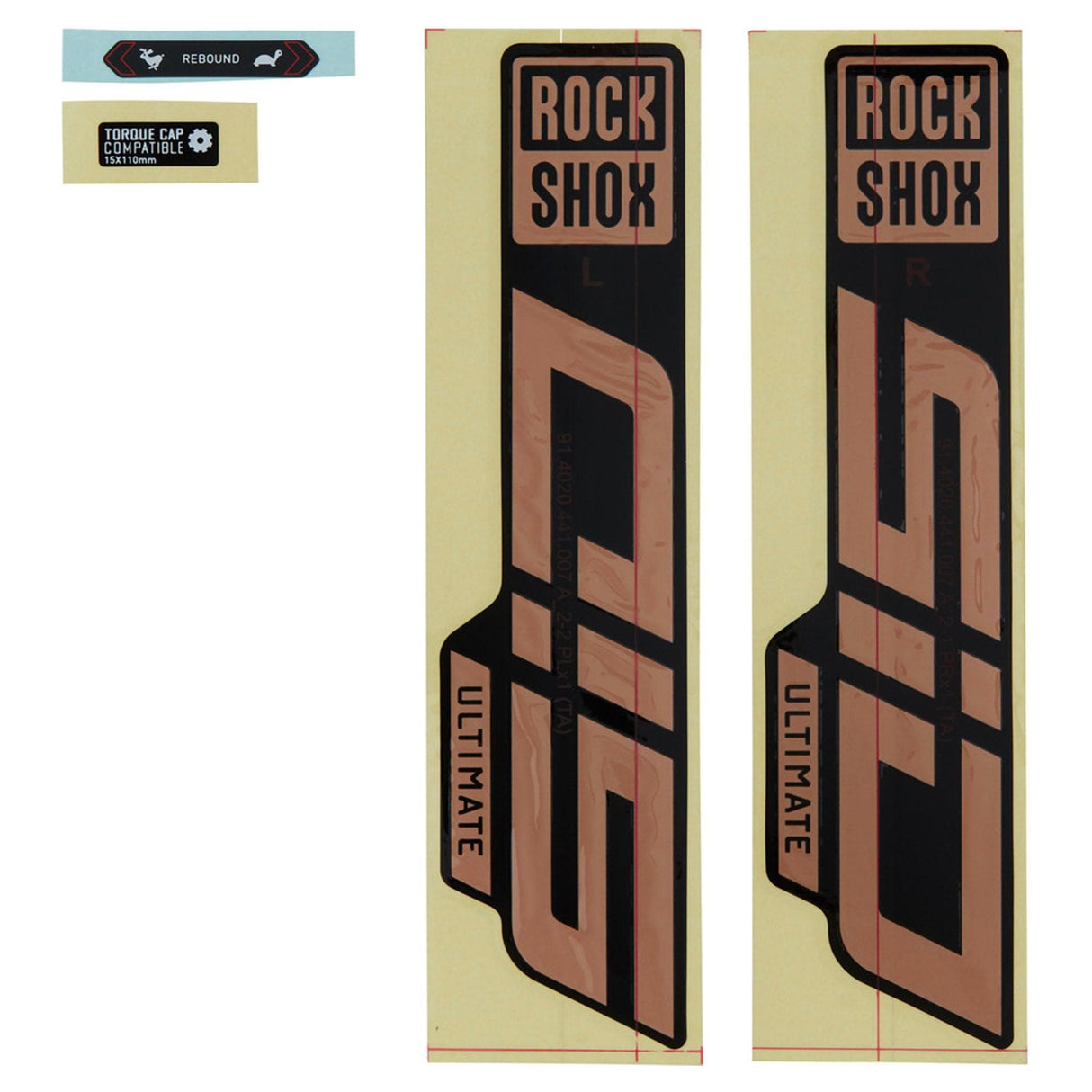 Rockshox Fork Decal Kit - Sid Ultimate 27/29 (2021): Matte Copper Foil/High Gloss Black