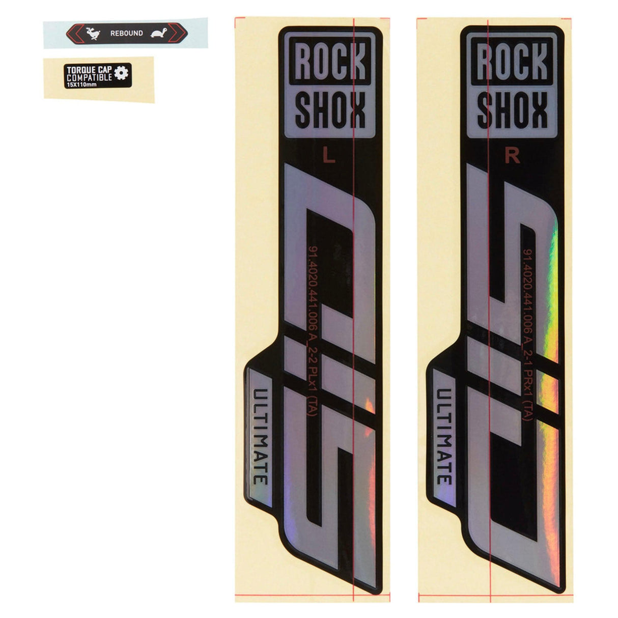 Rockshox Fork Decal Kit - Sid Ultimate 27/29 (2021): Gloss Rainbow Foil/High Gloss Black